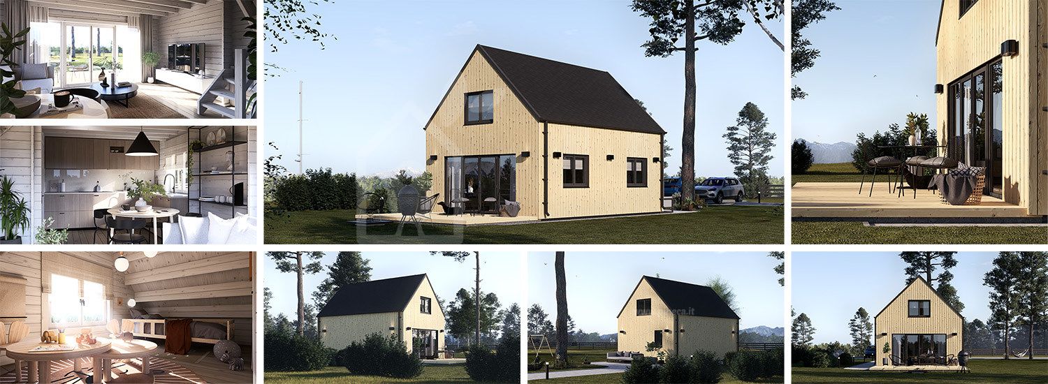 Casa in legno ALINA (34 mm + rivestimento), 46 m² visualization 1