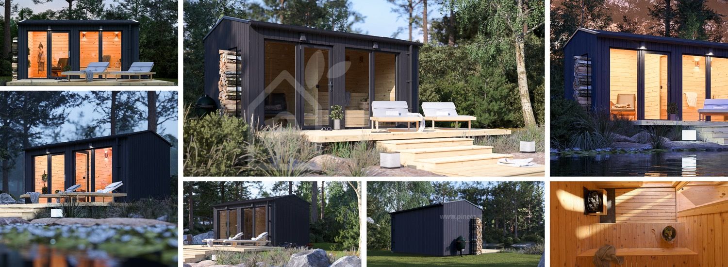 Sauna da esterno SERENE (34 mm + rivestimento), 4.5x2.5 m, 5 m² visualization 1
