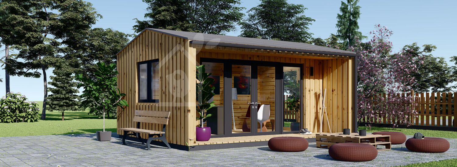 Ufficio in legno da giardino TINA (34 mm + rivestimento), 4x4 m, 12 m² visualization 1