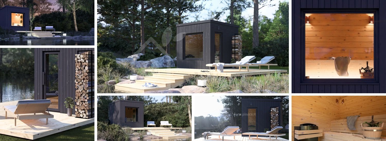 Sauna da esterno OKO (34 mm + rivestimento), 2.3x2.3 m, 4.1 m² visualization 1