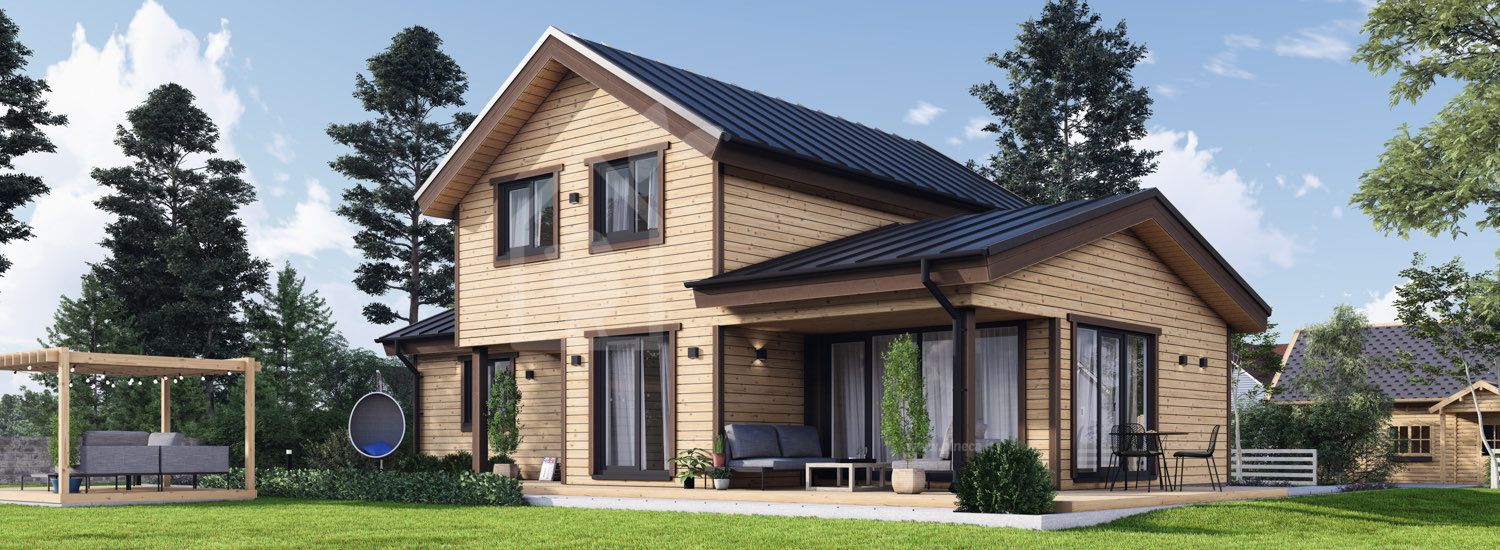 Casa in legno abitabile HOLLAND RV (Coibentata PLUS, 44 mm + rivestimento), 116 m² visualization 1