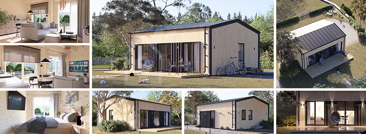 Casa in legno abitabile ANGELA RV (Coibentata PLUS, 44 mm + rivestimento), 43 m² visualization 1