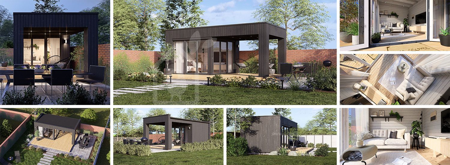 Casetta in legno da giardino INES con porticato (Coibentata, 34 mm + rivestimento), 6x3 m, 18 m² visualization 1