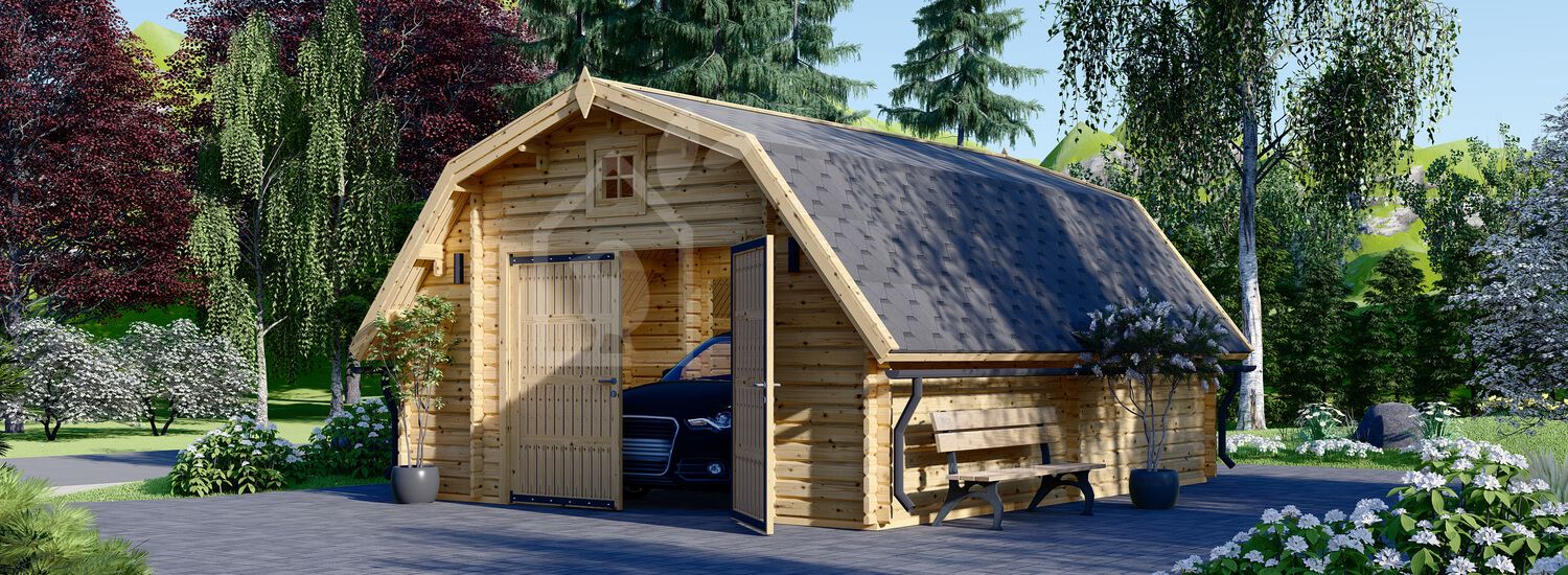 Garage in legno BARN (44 mm), 5x6 m, 30 m² visualization 1