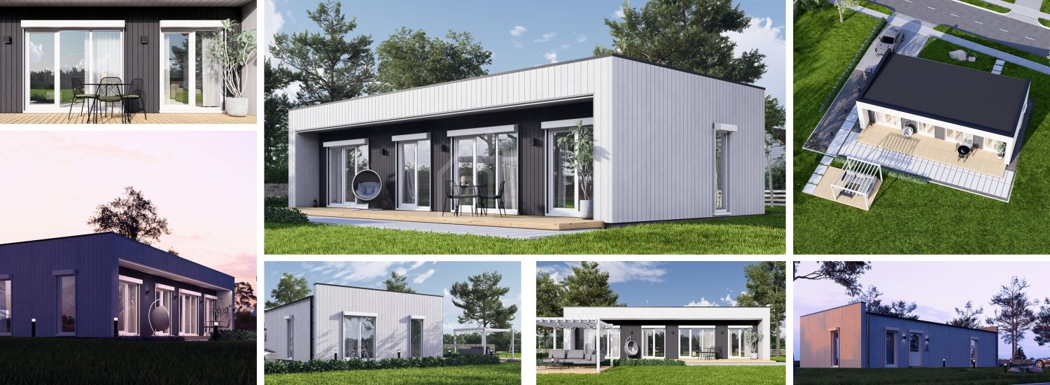 Casa prefabbricata abitabile KAYA 3 PV S (44 mm + rivestimento), 70 m² visualization 1