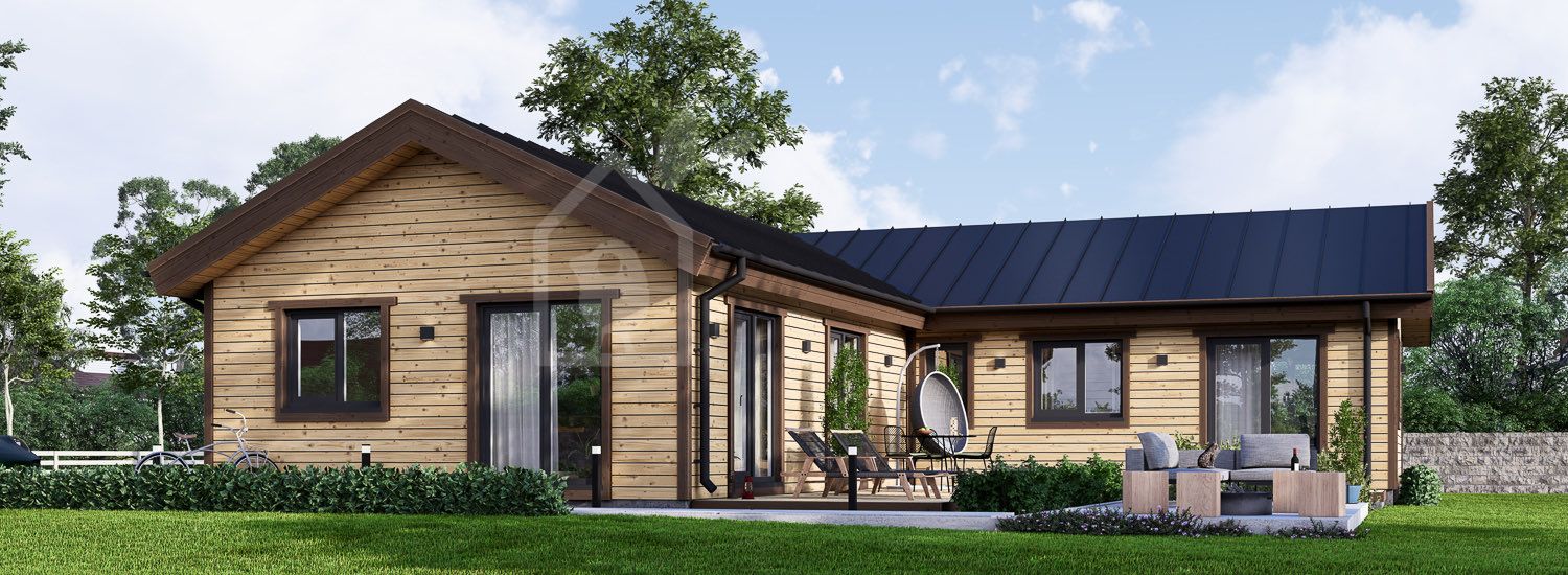 Casa in legno abitabile PAULA RV (Coibentata PLUS, 44 mm + rivestimento), 118 m² visualization 1