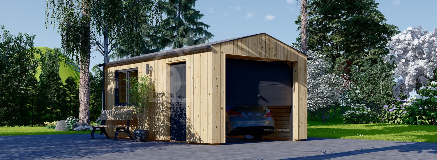 Garage in legno SILVIA (34 mm + rivestimento), 3.2x5.2 m, 16.6 m² visualization 1