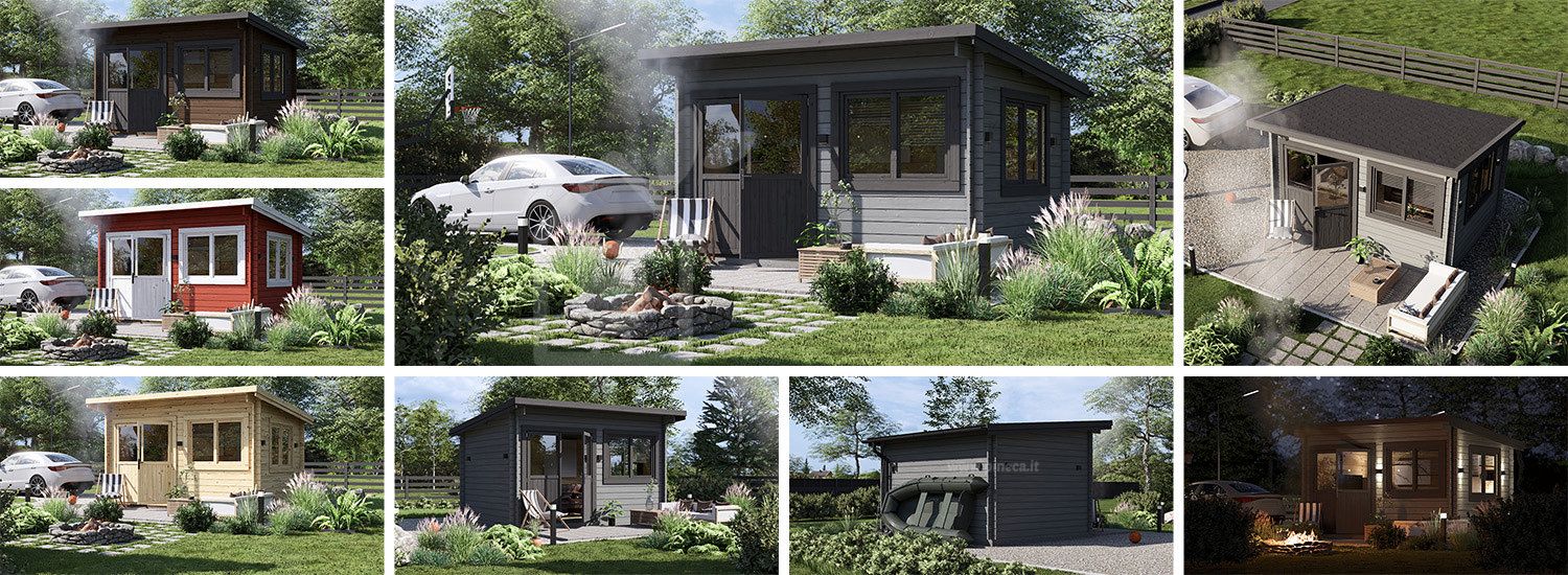 Casetta in legno da giardino a tetto piatto LILLE (34 mm), 4x3 m, 12 m² visualization 1