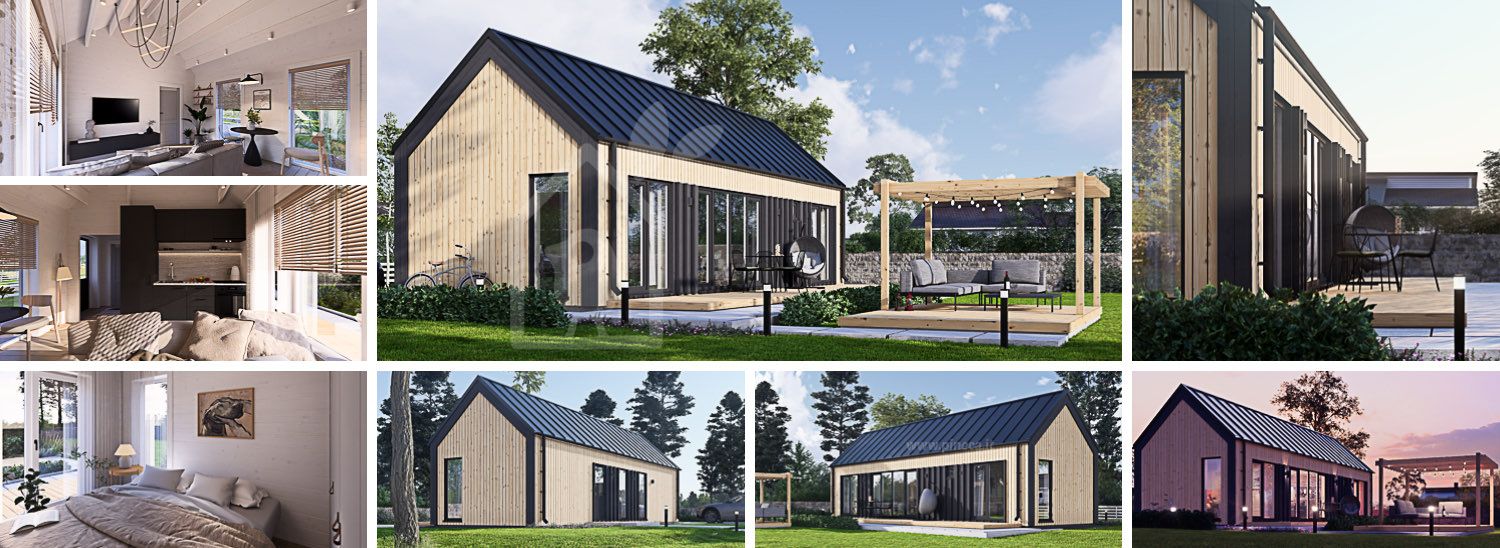 Casa in legno abitabile ADALINE RV (Coibentata PLUS, 44 mm + rivestimento), 42 m² visualization 1