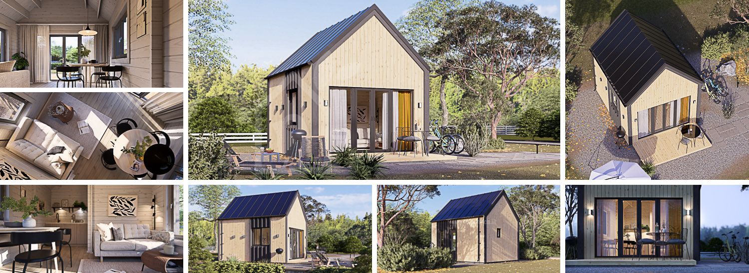 Casa in legno abitabile SALLY RV (Coibentata PLUS, 44 mm + rivestimento), 20 m² visualization 1