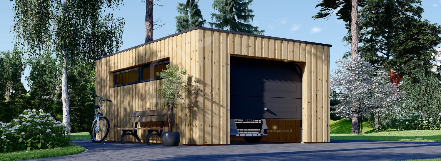 Garage in legno con tetto piano STELA F (struttura in legno), 3.2x5.2 m, 16.6 m² visualization 1