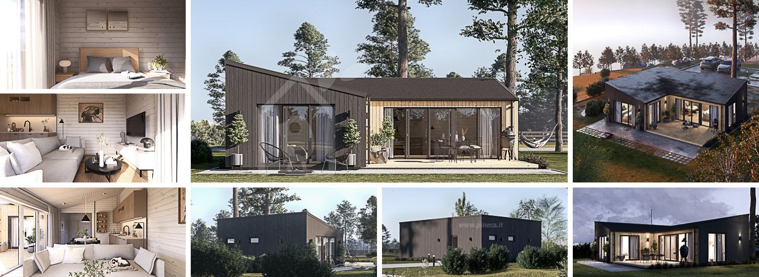 Casa in legno GINNY (Coibentata, 34 mm + rivestimento), 49 m² visualization 1