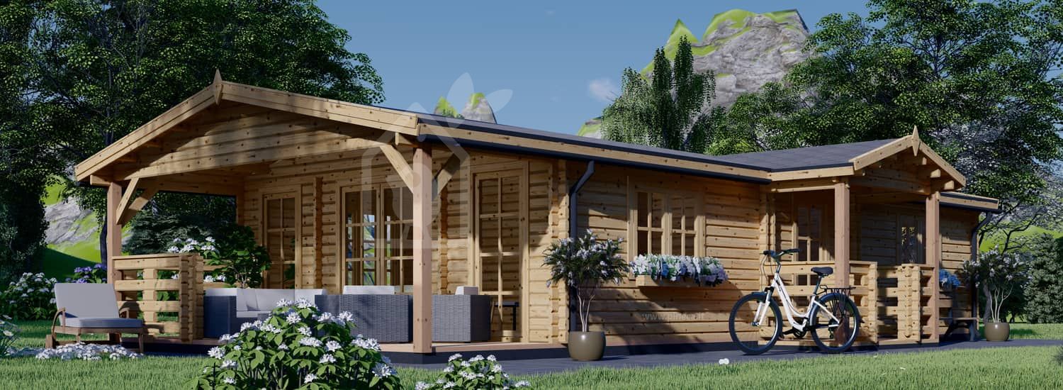 Casa in legno abitabile con porticato DONNA (Coibentata PLUS, 44+44 mm), 63 m² + 11.5 m² visualization 1