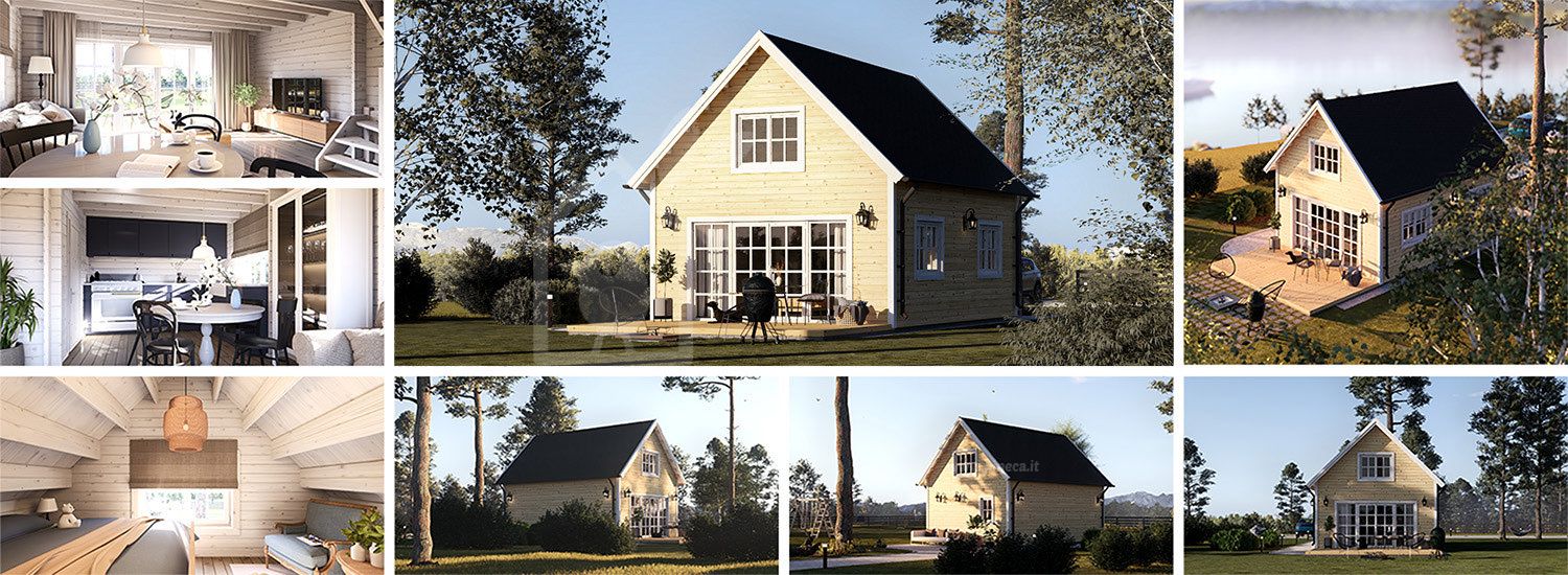 Casa in legno KARINA (34 mm + rivestimento), 46 m² visualization 1