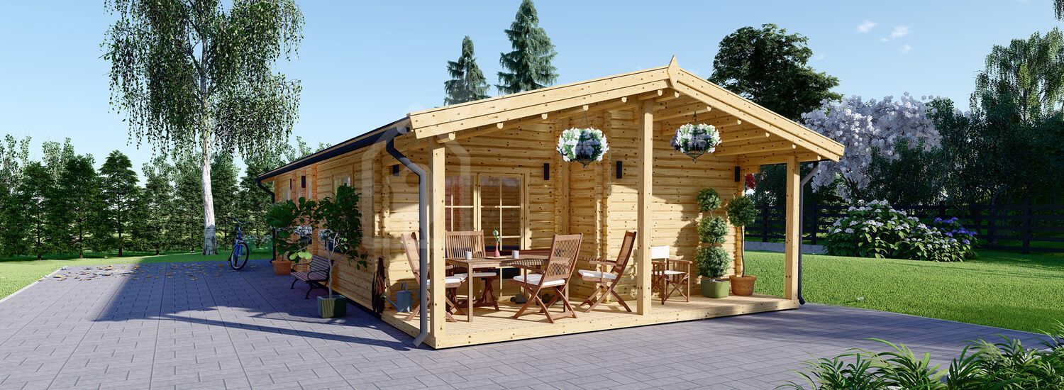 Casa in legno abitabile LINCOLN (Coibentata PLUS, 44+44 mm), 6x12 m, 72 m² visualization 1