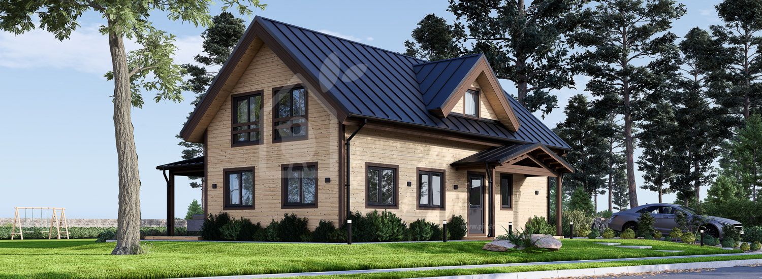 Casa in legno abitabile VERA RV (Coibentata PLUS, 44 mm + rivestimento), 127 m² visualization 1