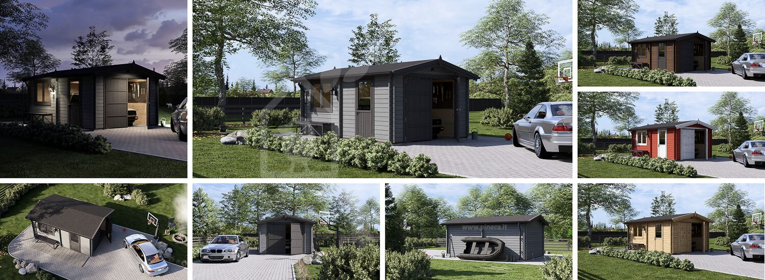 Garage in legno CLASSIC (44 mm), 3.6x5.4 m, 20 m² visualization 1