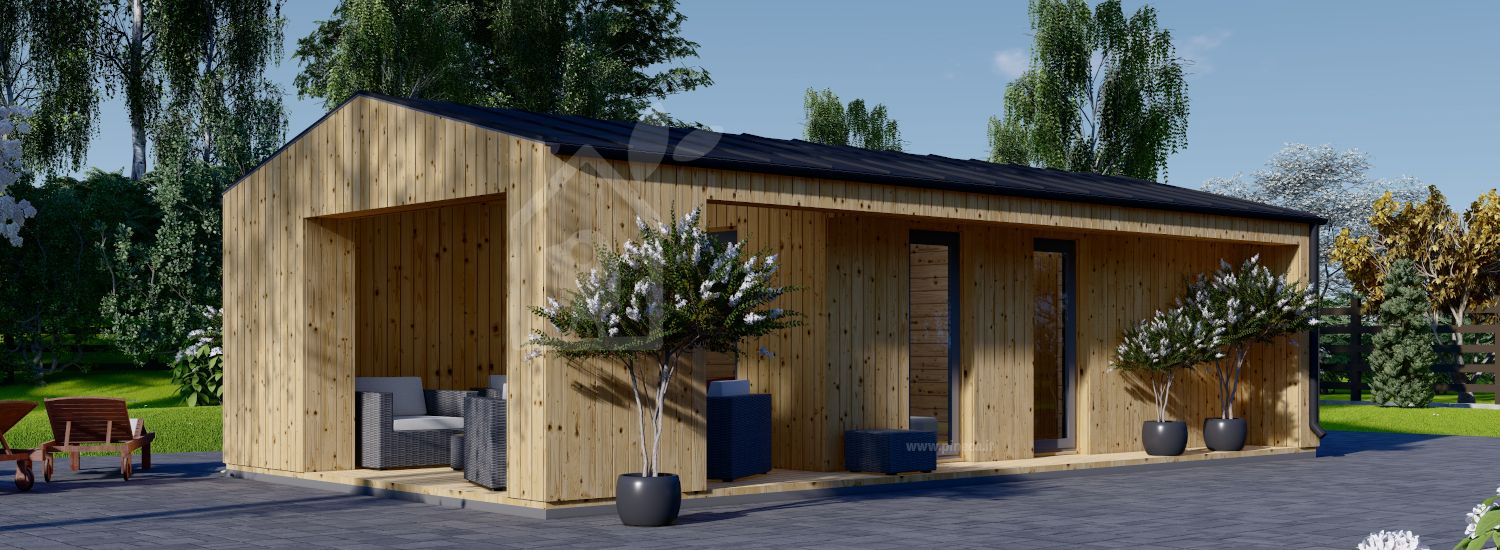 Casa in legno ANNA Modern (44 mm + rivestimento), 20 m² + 16 m² di porticato visualization 1