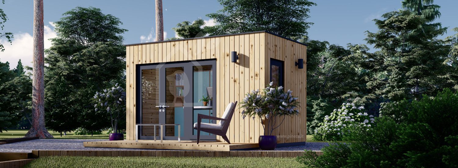 Ufficio in legno da giardino PREMIUM S (Coibentata PLUS, 34 mm + rivestimento), 4.1x2.4 m, 10 m² visualization 1