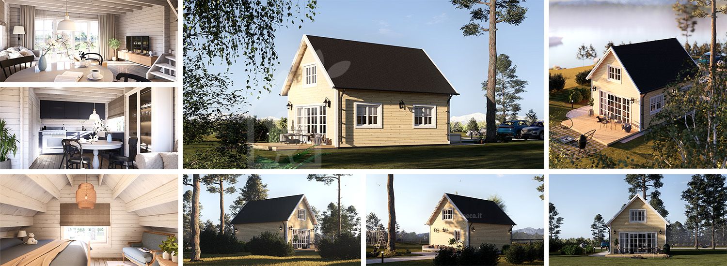 Casa in legno KARINA (Coibentata, 34 mm + rivestimento), 46 m² visualization 1