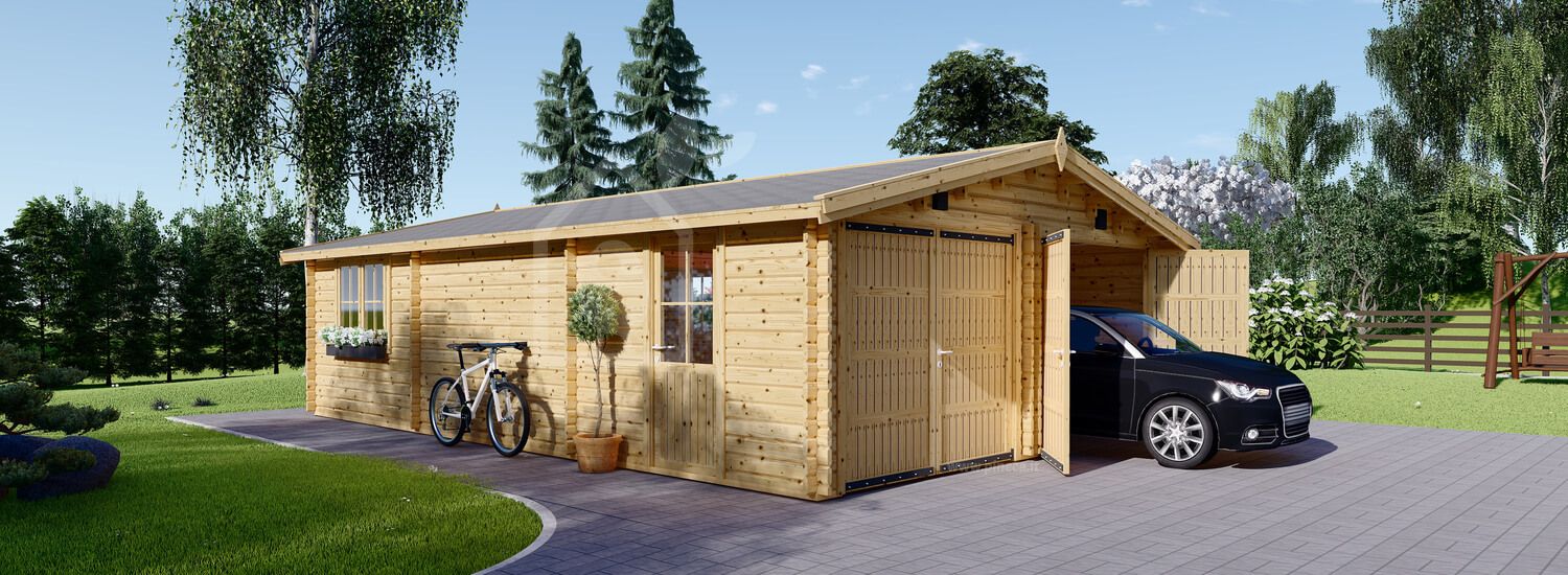 Garage in legno doppio CLASSIC DUO (66 mm), 6x9 m, 54 m² visualization 1