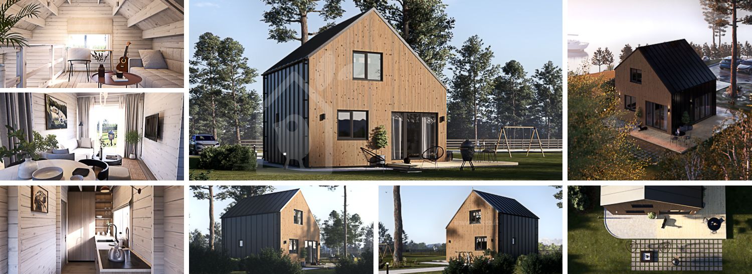 Casa prefabbricata abitabile SELIA PV (Coibentata PLUS, 44 mm + rivestimento), 44 m² visualization 1