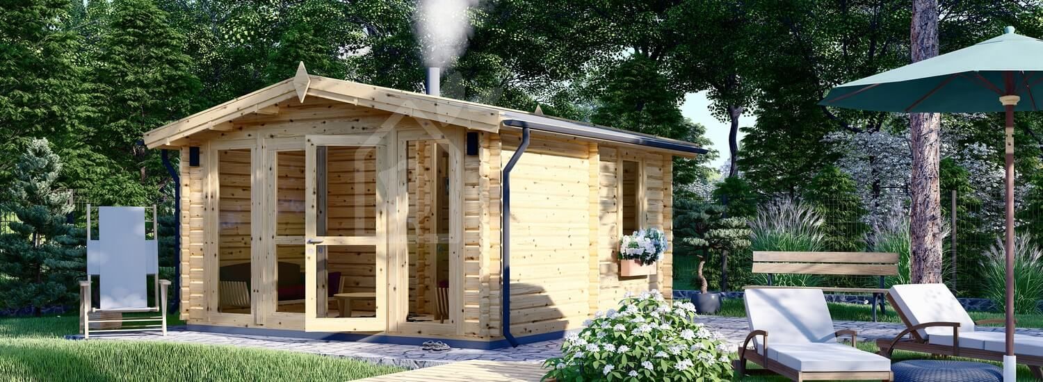 Sauna da esterno ELDA (44 mm), 4x4 m, 16 m² (3 stanze) visualization 1