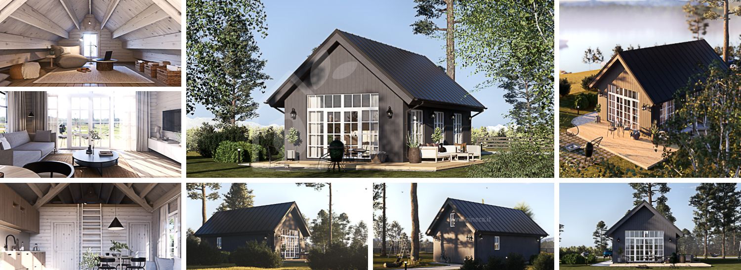 Casa prefabbricata abitabile ARIELLE PV (Coibentata PLUS, 44 mm + rivestimento), 44 m² visualization 1