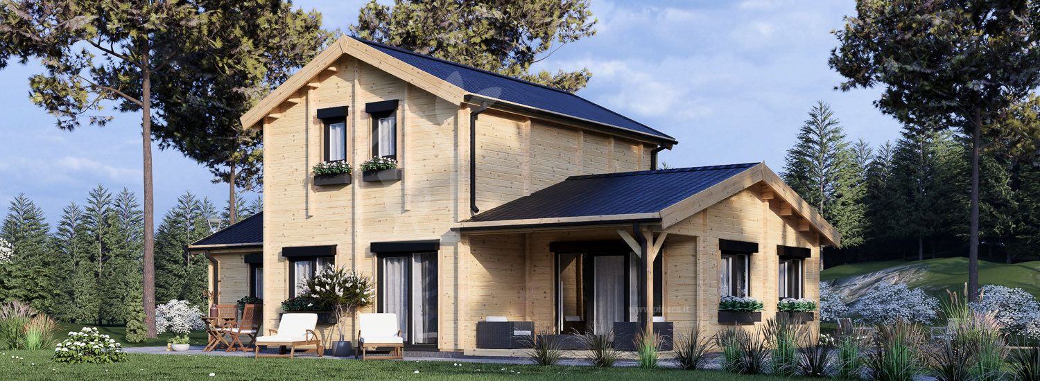 Casa in legno HOLLAND S (66 mm), 113 m² + 13 m² di porticato visualization 1