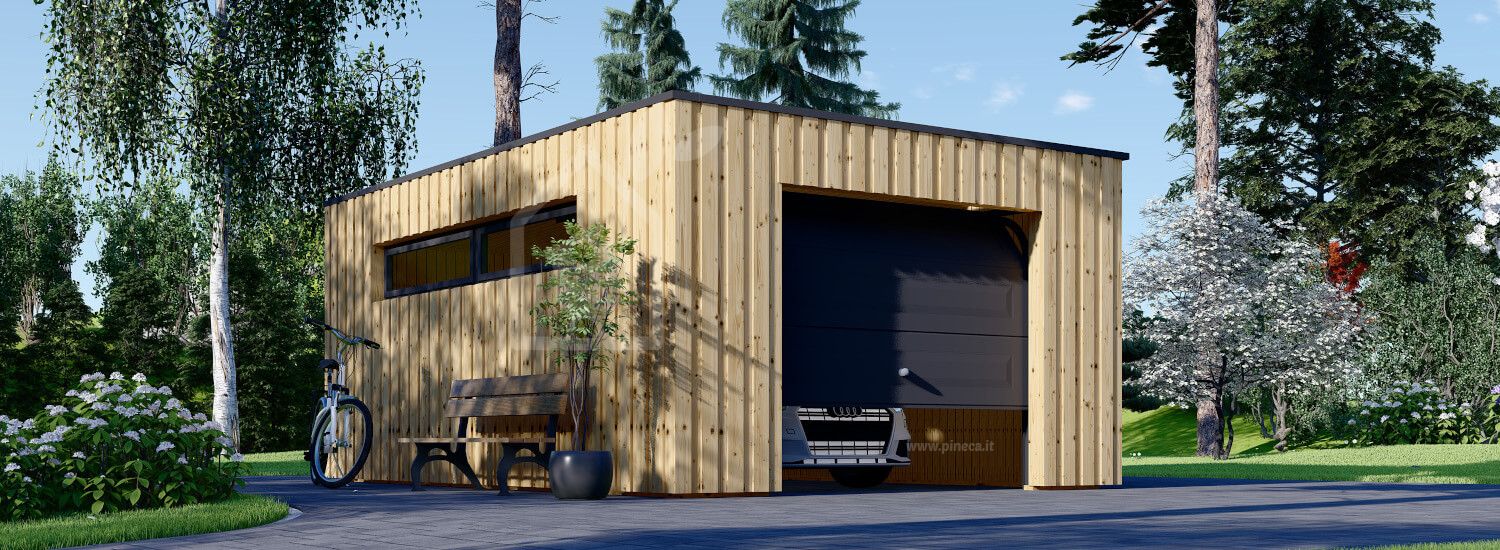Garage in legno con tetto piano STELA F (struttura in legno), 4x6 m, 24 m² visualization 1