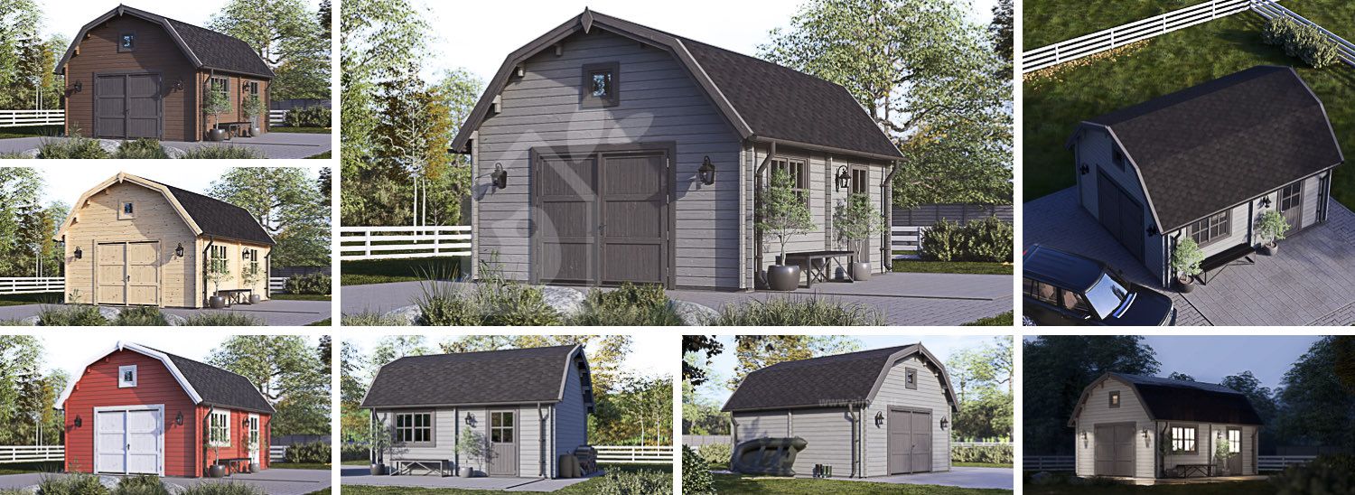 Garage in legno MISSISSIPPI (44 mm), 5x6 m, 30 m² visualization 1