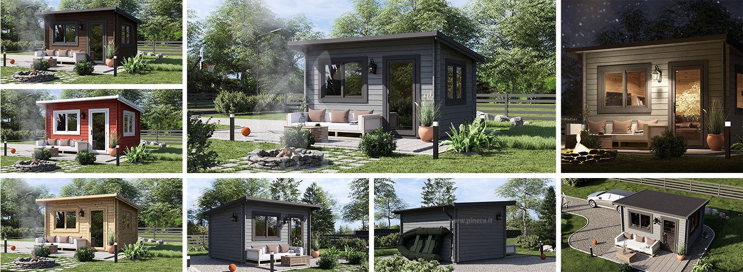 Casetta in legno da giardino a tetto piatto DREUX (34 mm), 4x3 m, 12 m² visualization 1