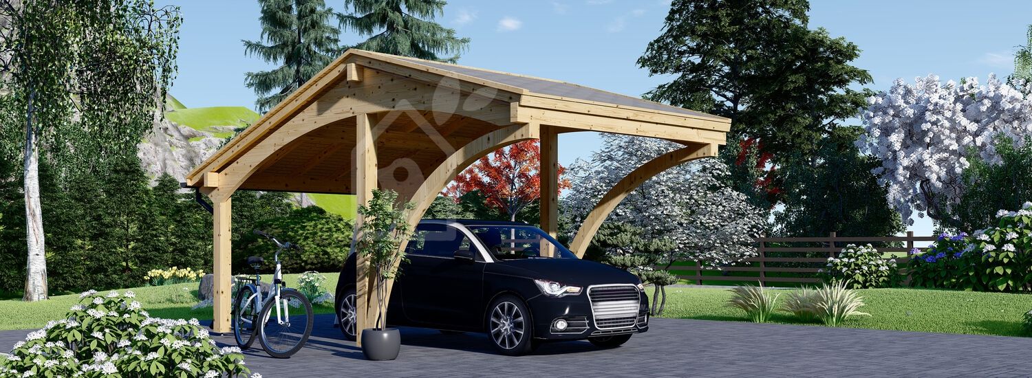 Tettoia auto in legno CORA, 3x5.9 m, 18 m² visualization 1