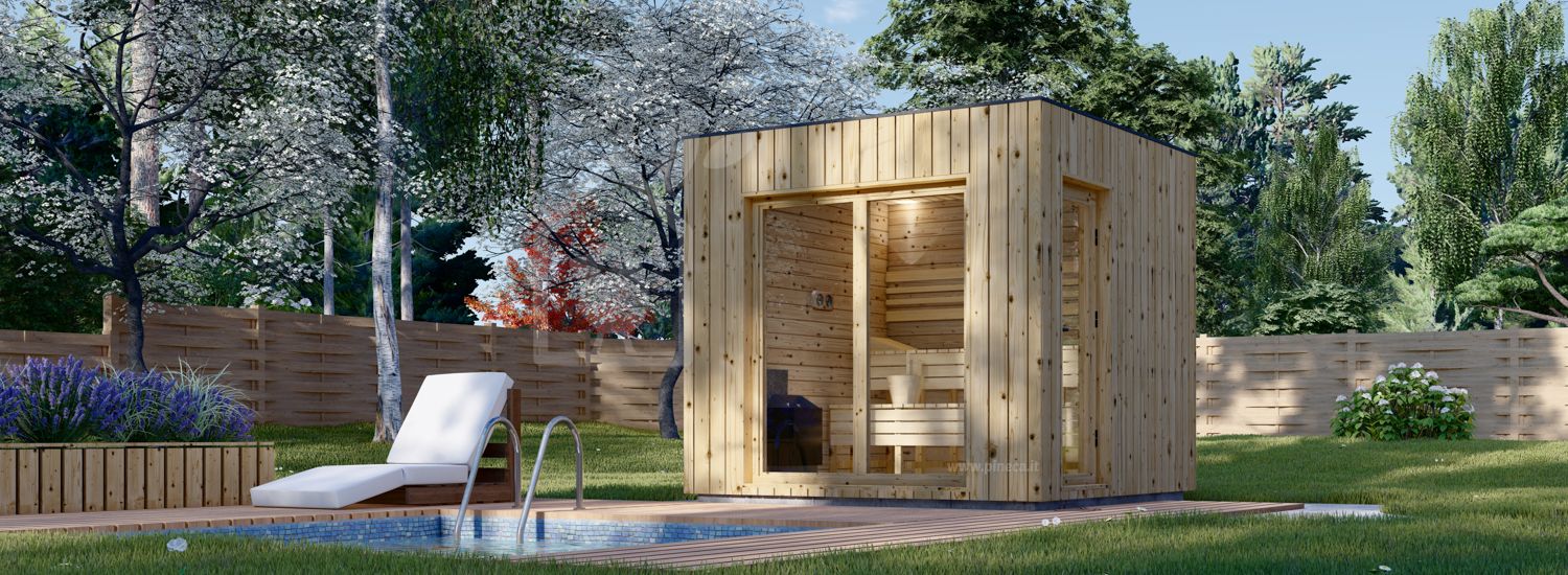 Sauna da esterno DELLA (34 mm + rivestimento), 2,6 x 2,6 m, 5 m² visualization 1