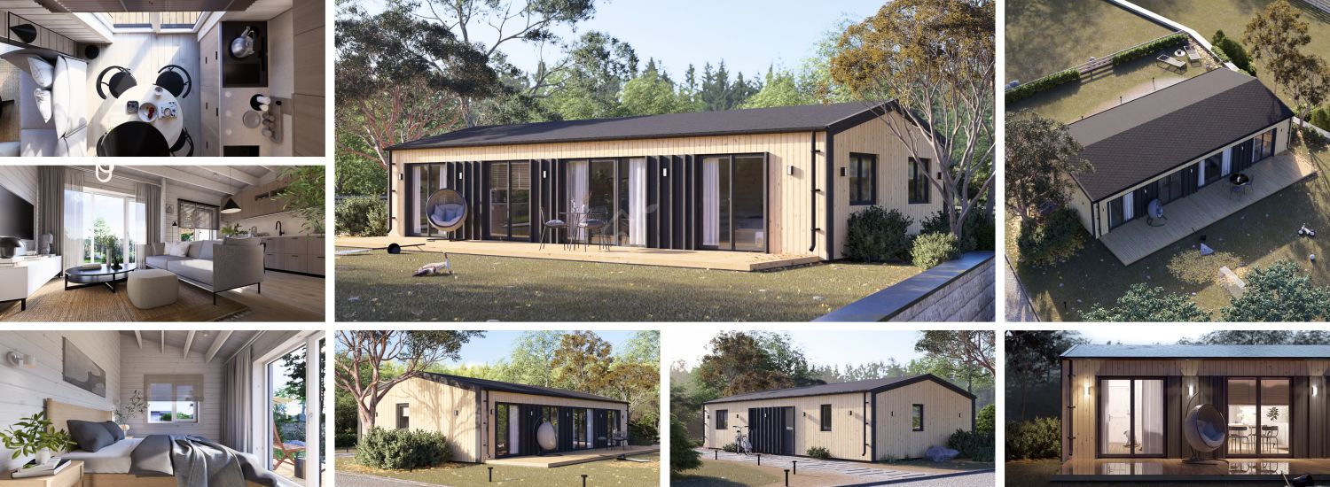 Casa in legno abitabile NICOLE (Coibentata, 44 mm + rivestimento), 68 m² visualization 1