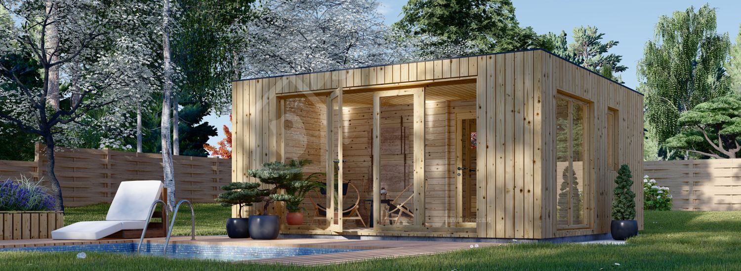 Sauna da esterno con spogliatoio DELLA (34 mm + rivestimento), 5,1 x 5,1 m, 22 m² visualization 1