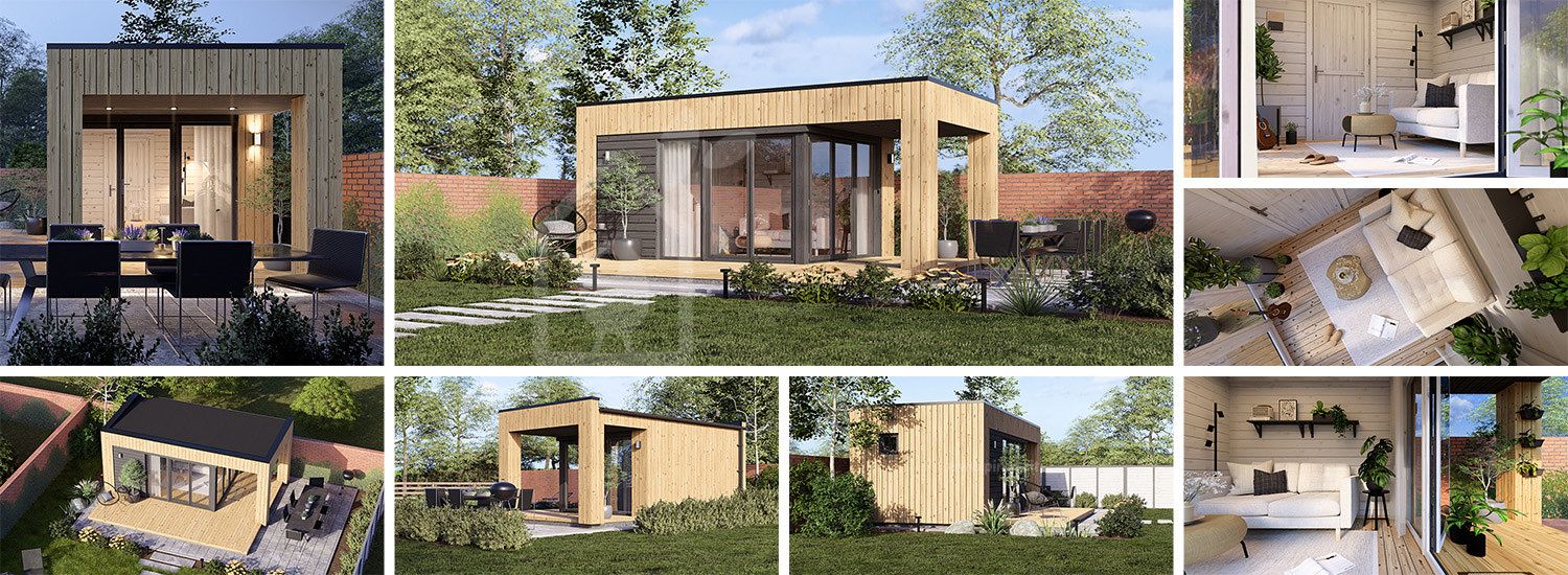 Casetta in legno da giardino INES PLUS con porticato (Coibentata, 34 mm + rivestimento), 6x3 m, 18 m² visualization 1