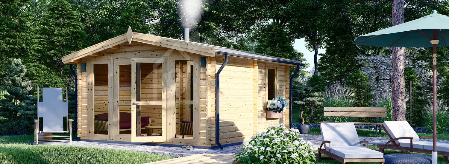 Sauna da esterno ELDA (44 mm), 4x4 m, 16 m² (4 stanze) visualization 1
