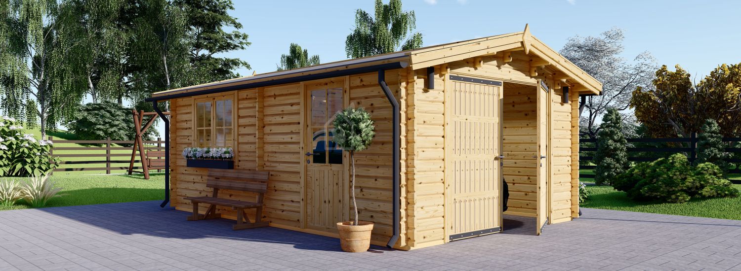 Garage in legno CLASSIC (44 mm), 3.2x5.2, 16 m² visualization 1