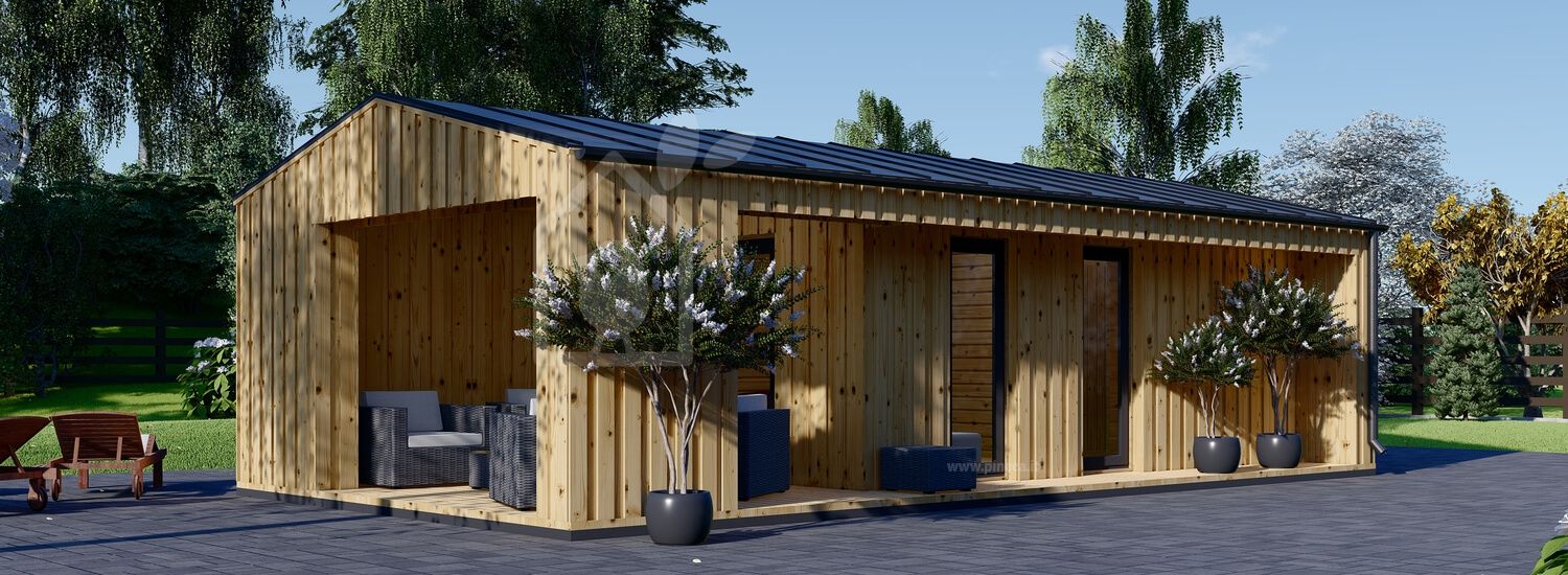 Casa in legno ANNA Scandinavia (34 mm + rivestimento), 20 m² + 16 m² di porticato visualization 1