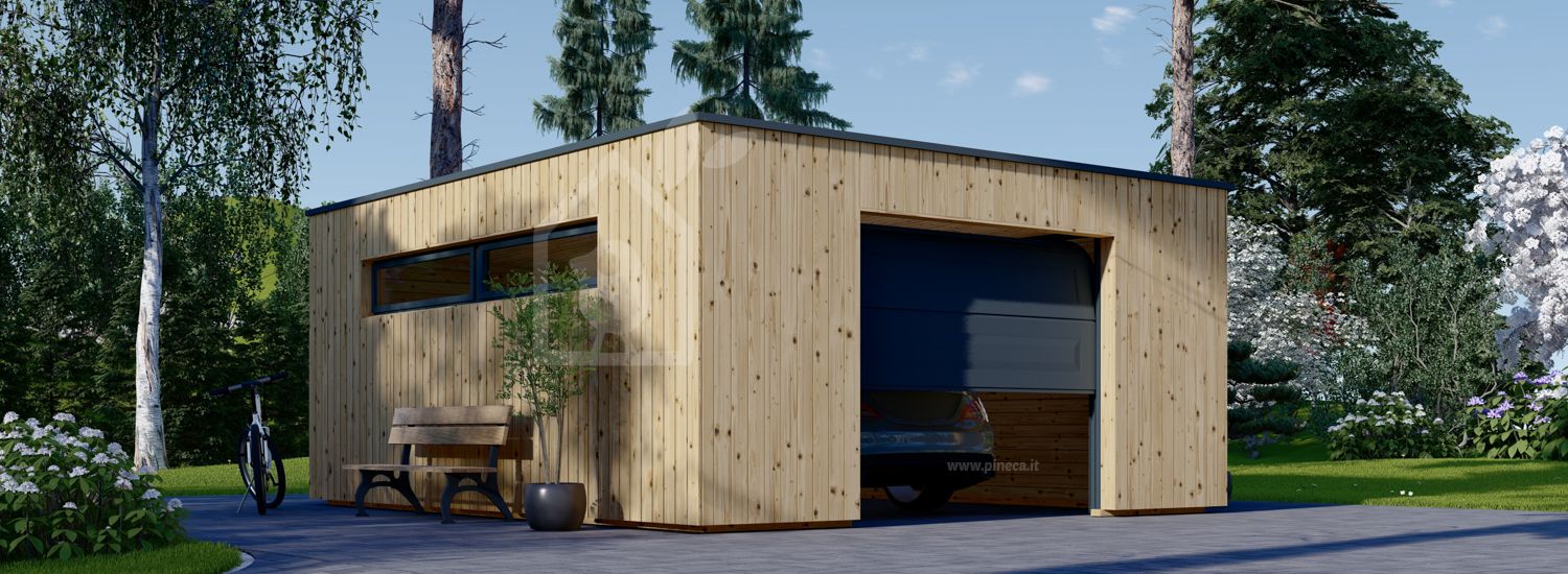 Garage in legno con tetto piano SILVIA F (34 mm + rivestimento), 5x6 m, 30 m² visualization 1