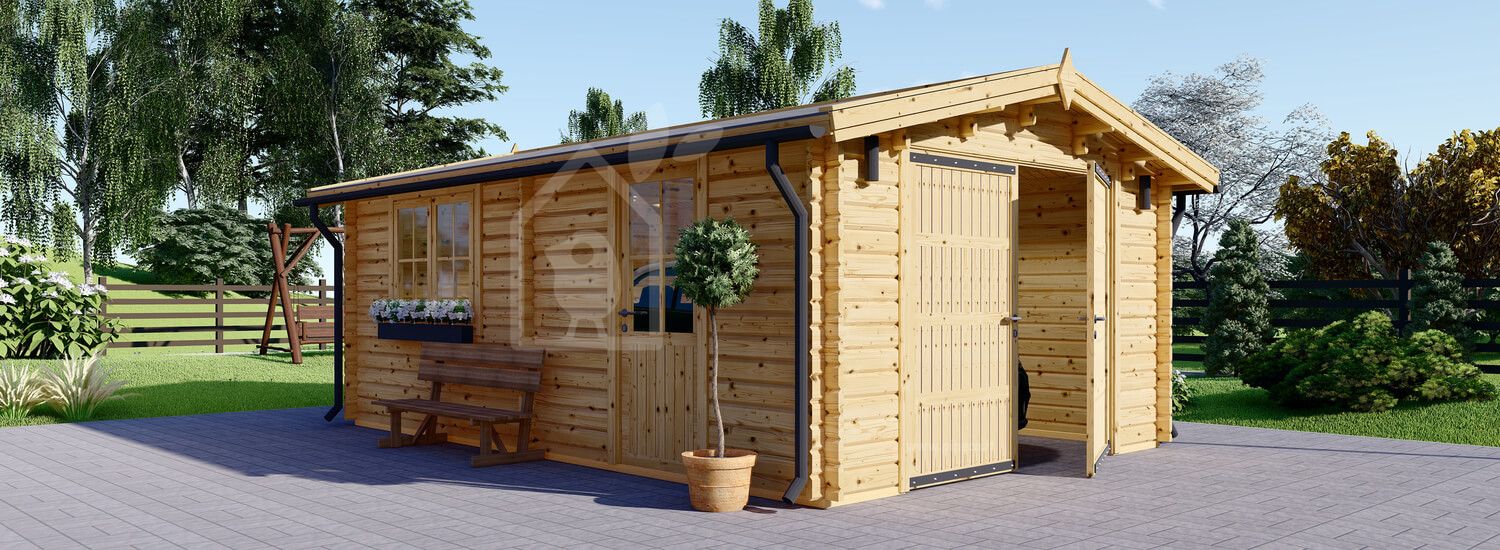 Garage in legno CLASSIC (44 mm), 4x6 m, 24 m² visualization 1