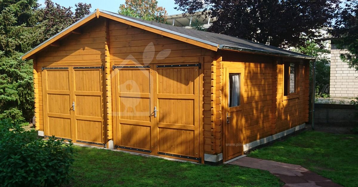Garage in legno doppio CLASSIC DUO (44 mm), 6x6 m, 36 m²