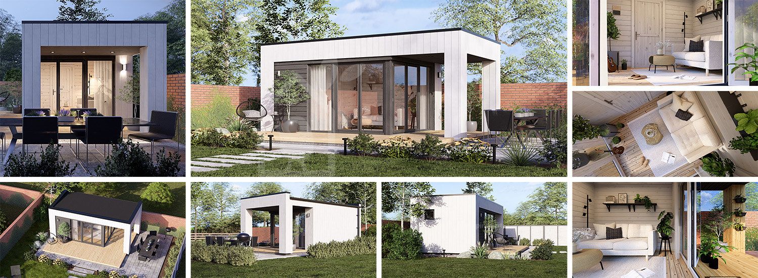 Casetta in legno da giardino INES PLUS con porticato (34 mm + rivestimento), 6x3 m, 18 m² visualization 1