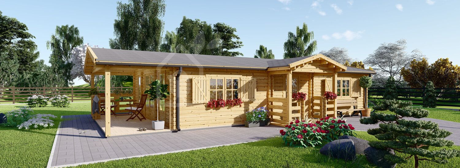 Casa in legno coibentata DONNA 63 mq + 11.5 mq di porticato visualization 1