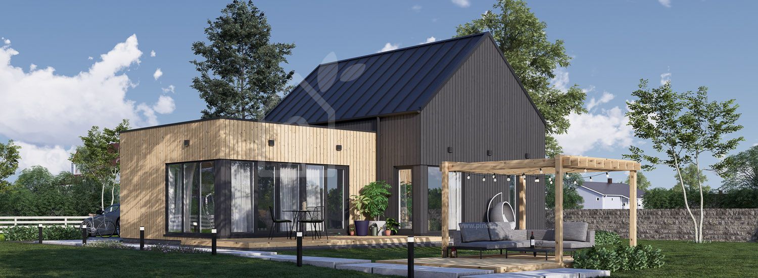 Casa in legno abitabile MIRABEL RV (Coibentata PLUS, 44 mm + rivestimento), 70 m² visualization 1