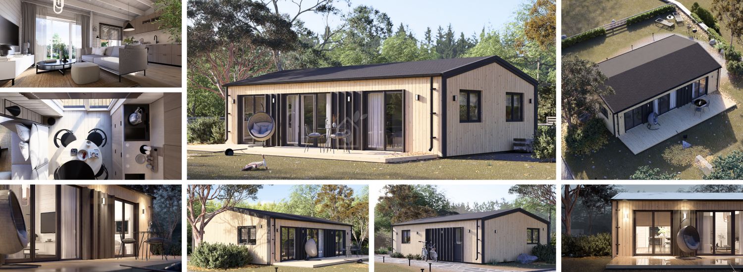 Casa in legno SELENE (44 mm + rivestimento), 54 m² visualization 1