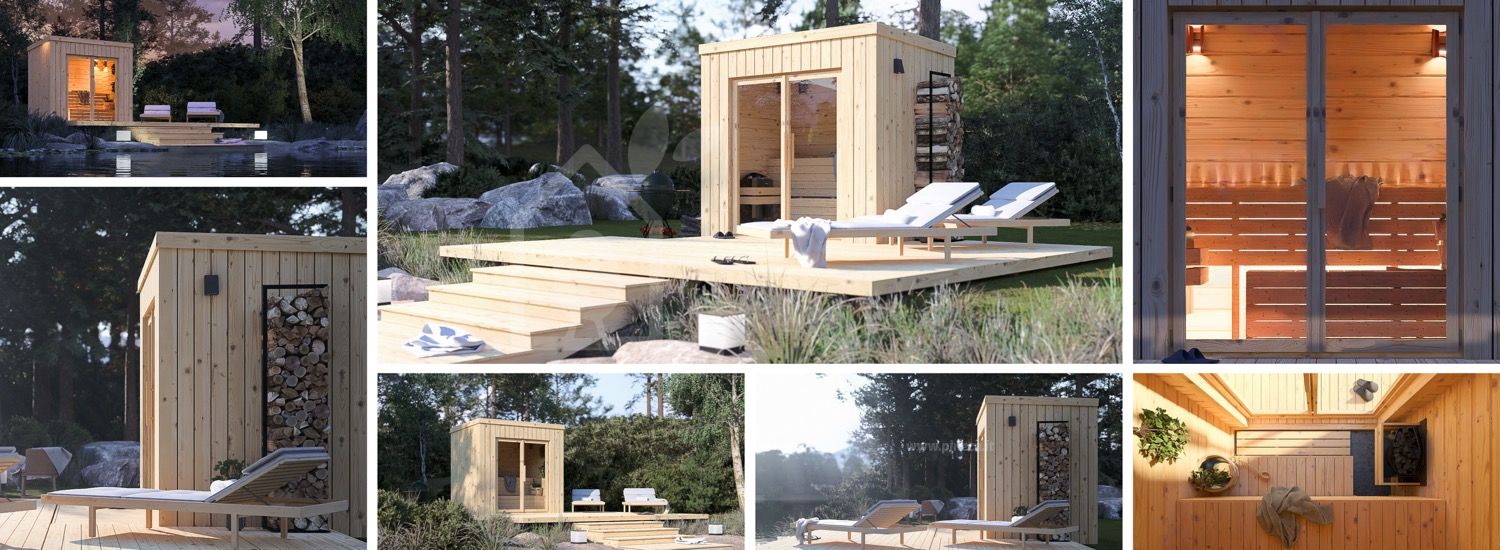 Sauna da esterno OKO (34 mm + rivestimento), 2.3x1.6 m, 2.7 m² visualization 1