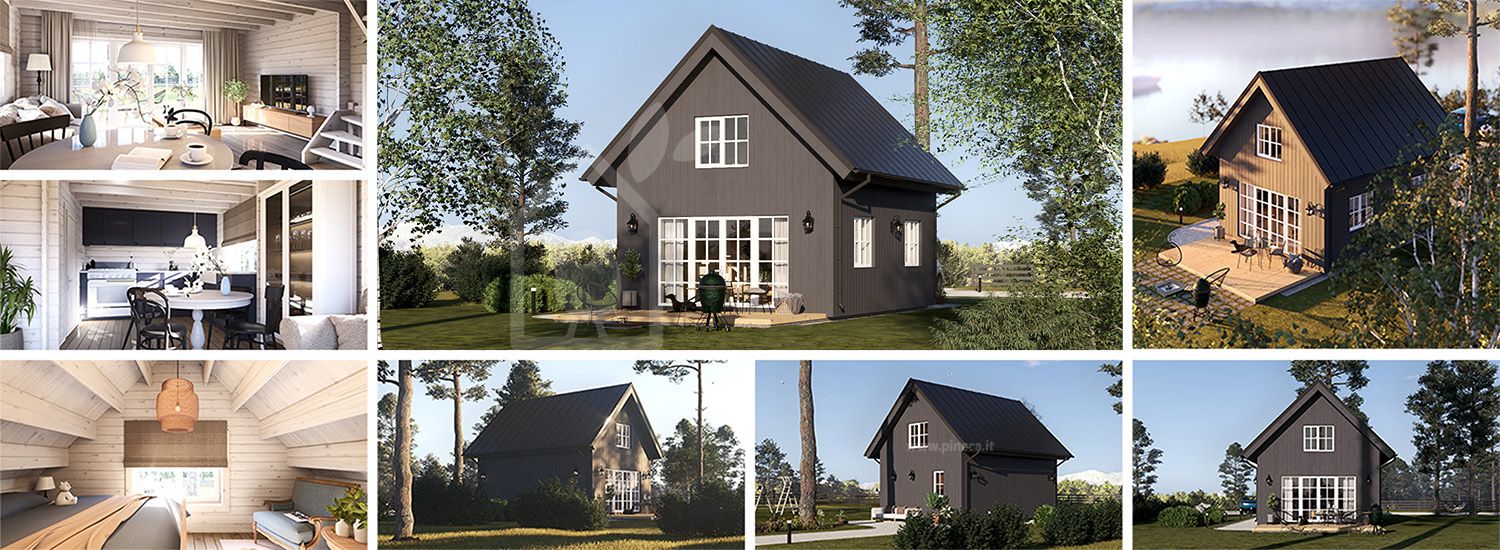 Casa prefabbricata abitabile KARINA PV (Coibentata PLUS, 44 mm + rivestimento), 46 m² visualization 1