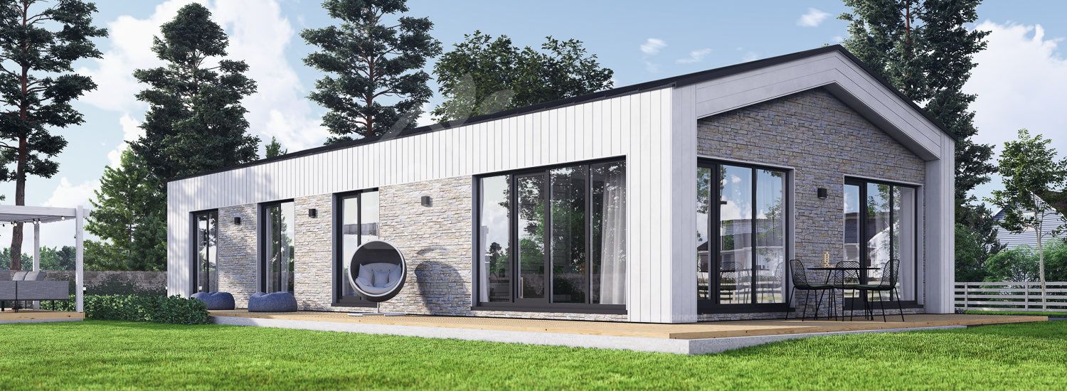 Casa prefabbricata abitabile ROBERTA PV (Coibentata PLUS, 44 mm + rivestimento), 95 m² visualization 1